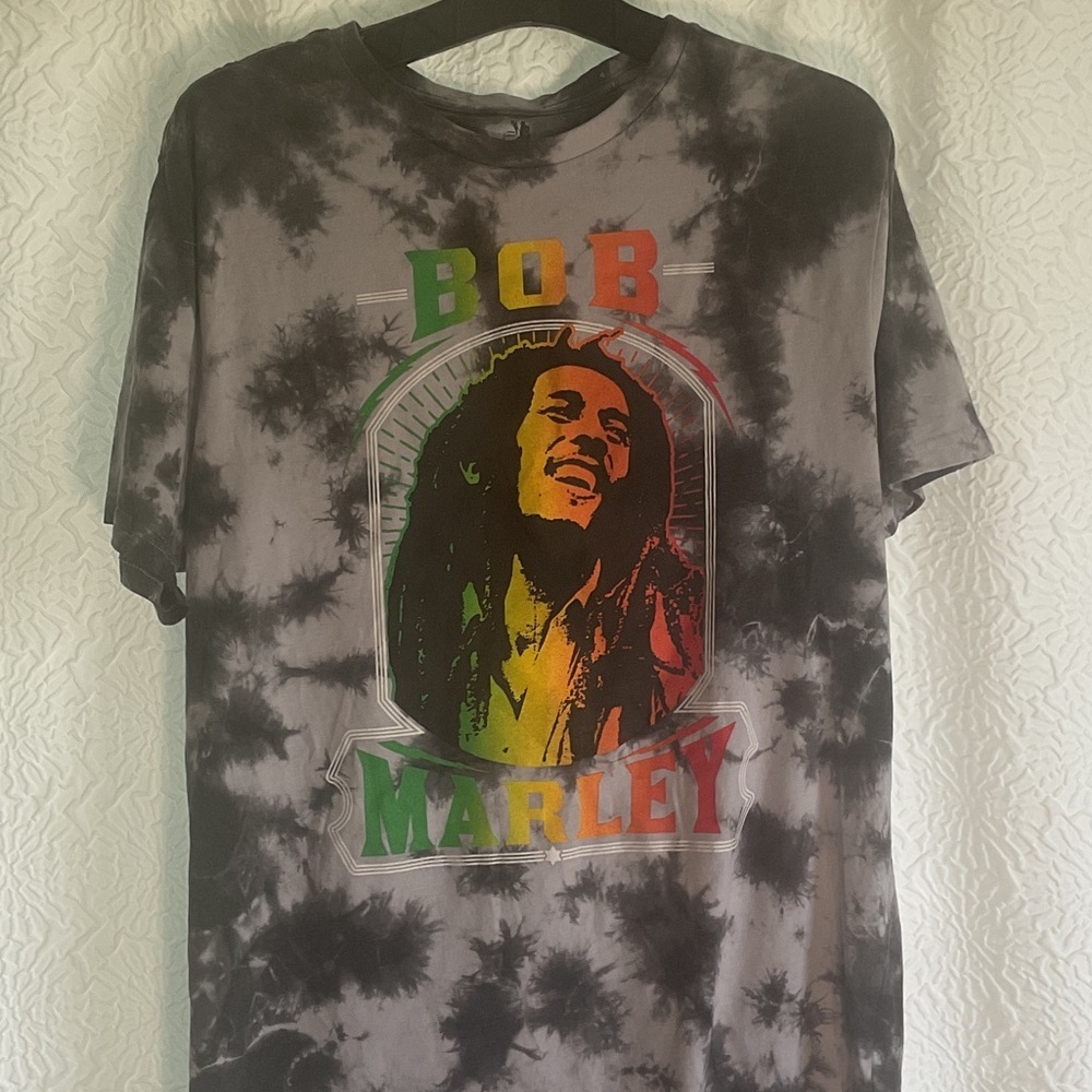Zion Rootswear Black and Gray Tie-Dye Tee bob marley